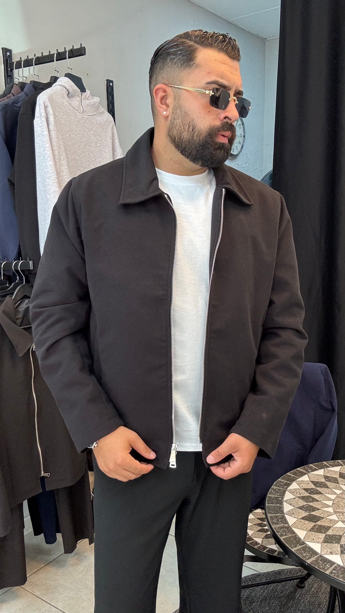 Premium Siyah Fermuarlı Mont