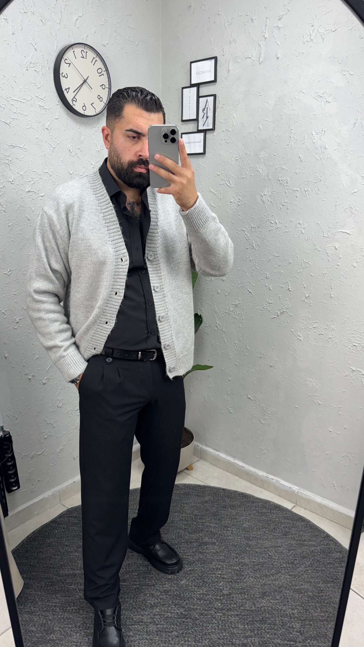 Düğmeli Triko Hırka Gri