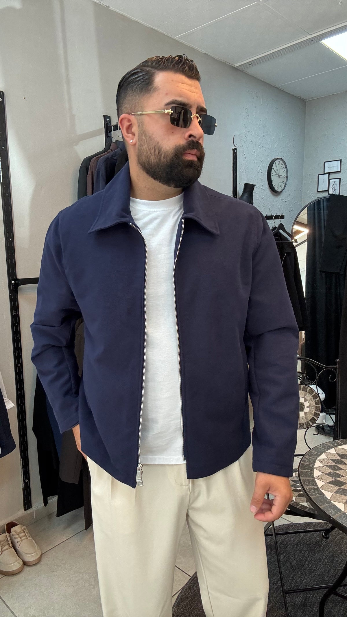 Premium Lacivert Fermuarlı Mont
