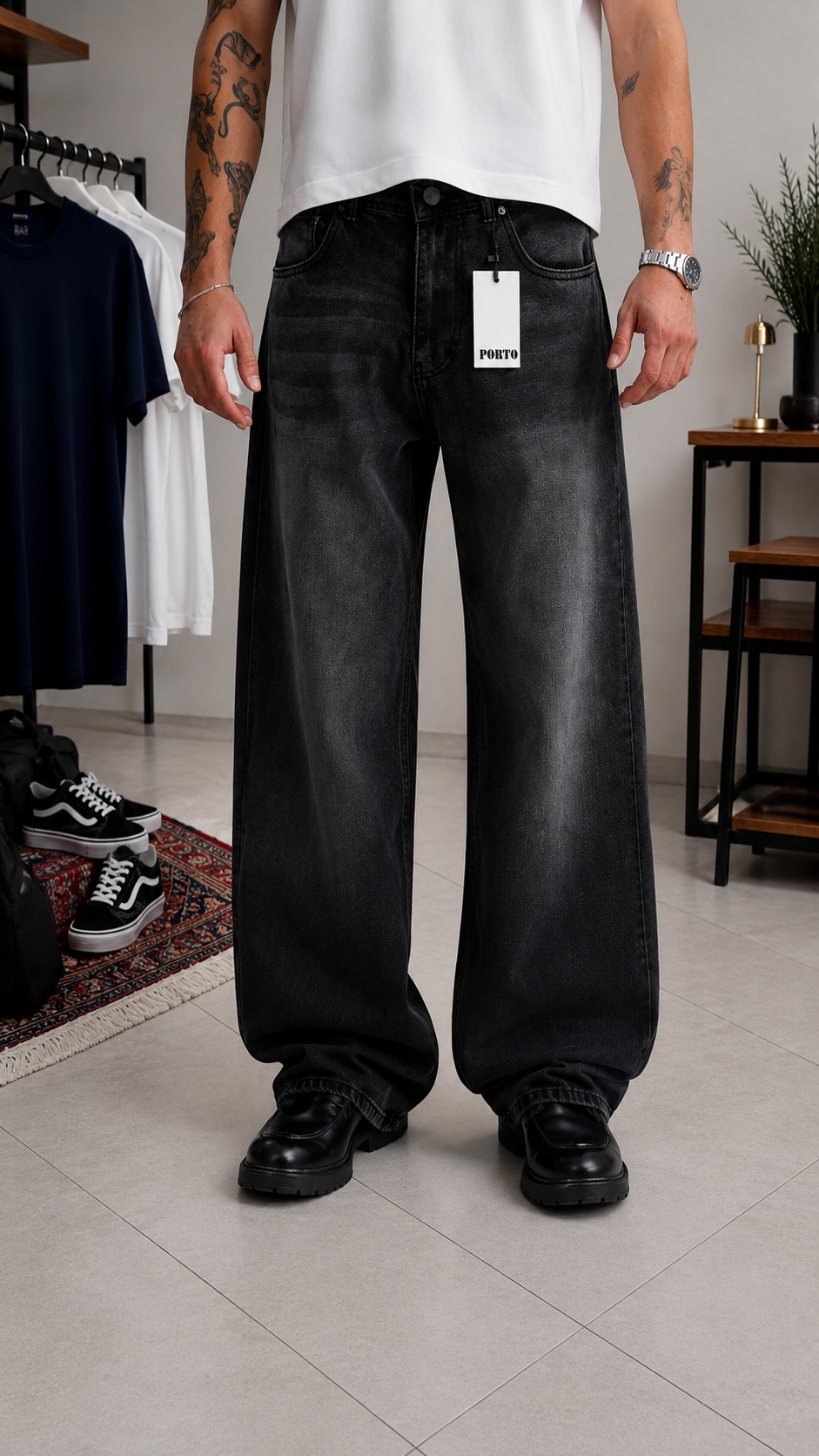 Ekstra Baggy Kot - Siyah