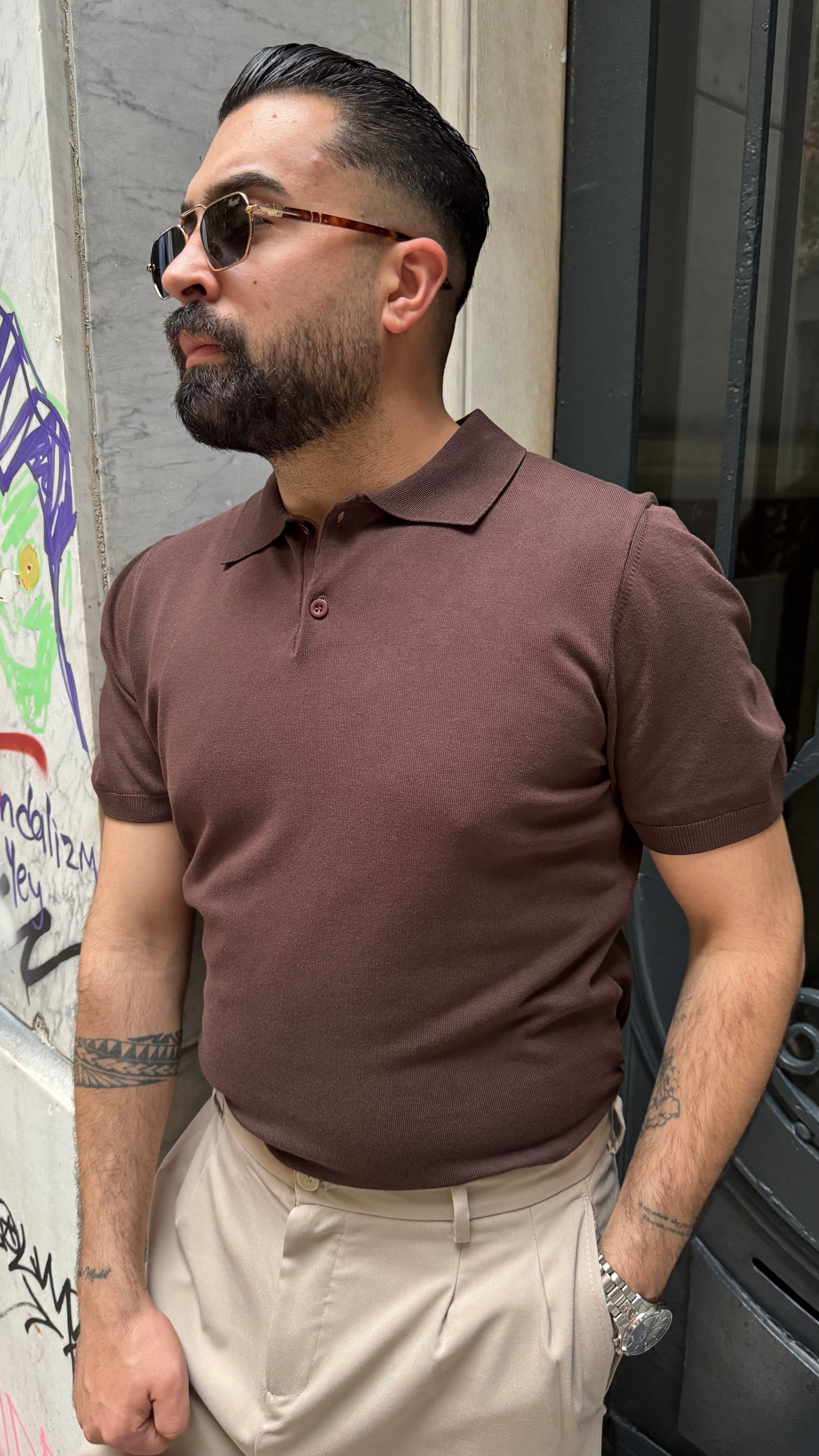 Giesto Polo Yaka Tişört - Kahverengi