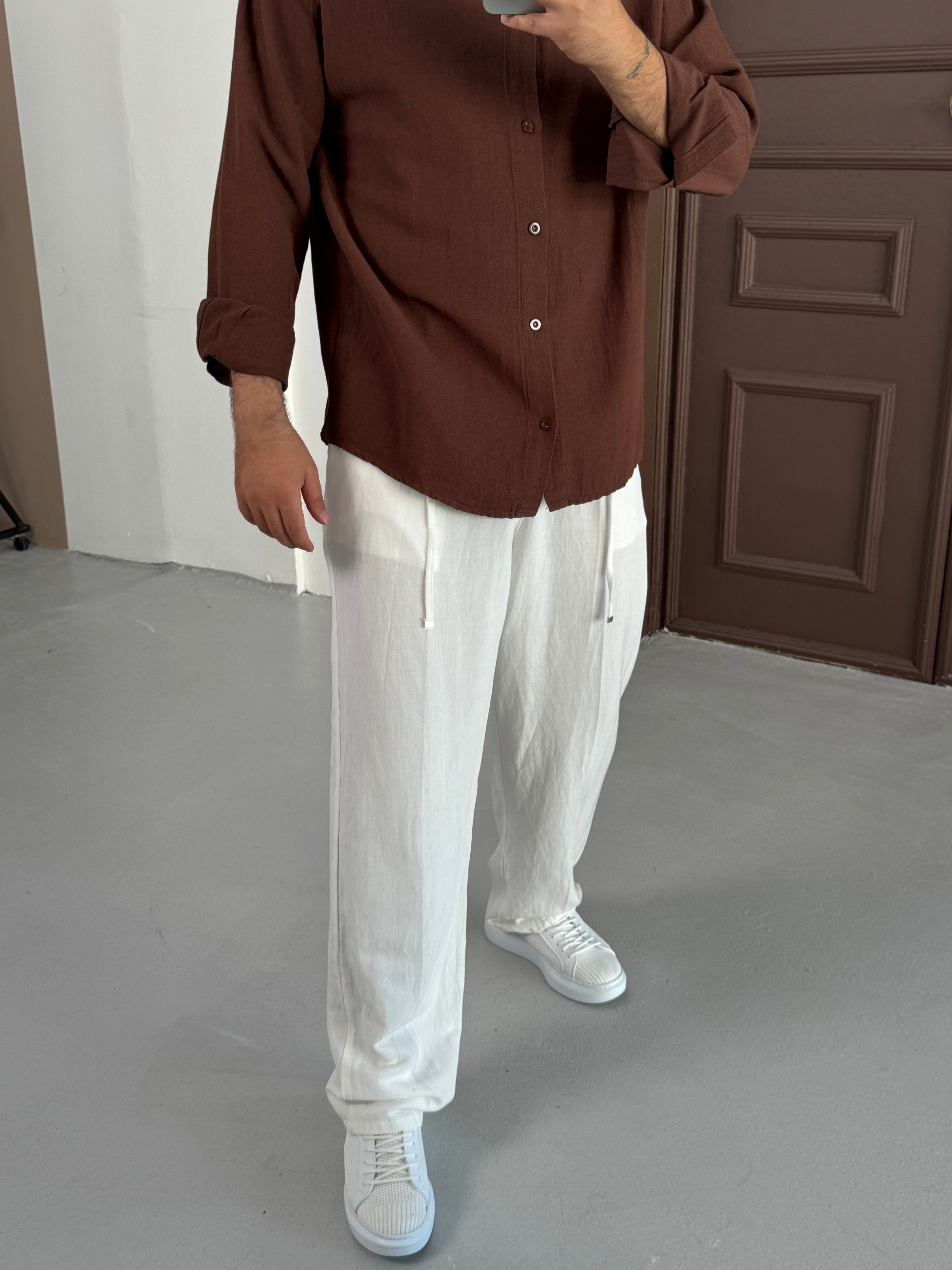 Bol Kalıp Keten Baggy Pantolon