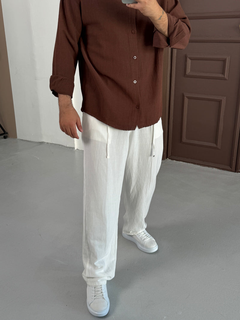 Bol Kalıp Keten Baggy Pantolon