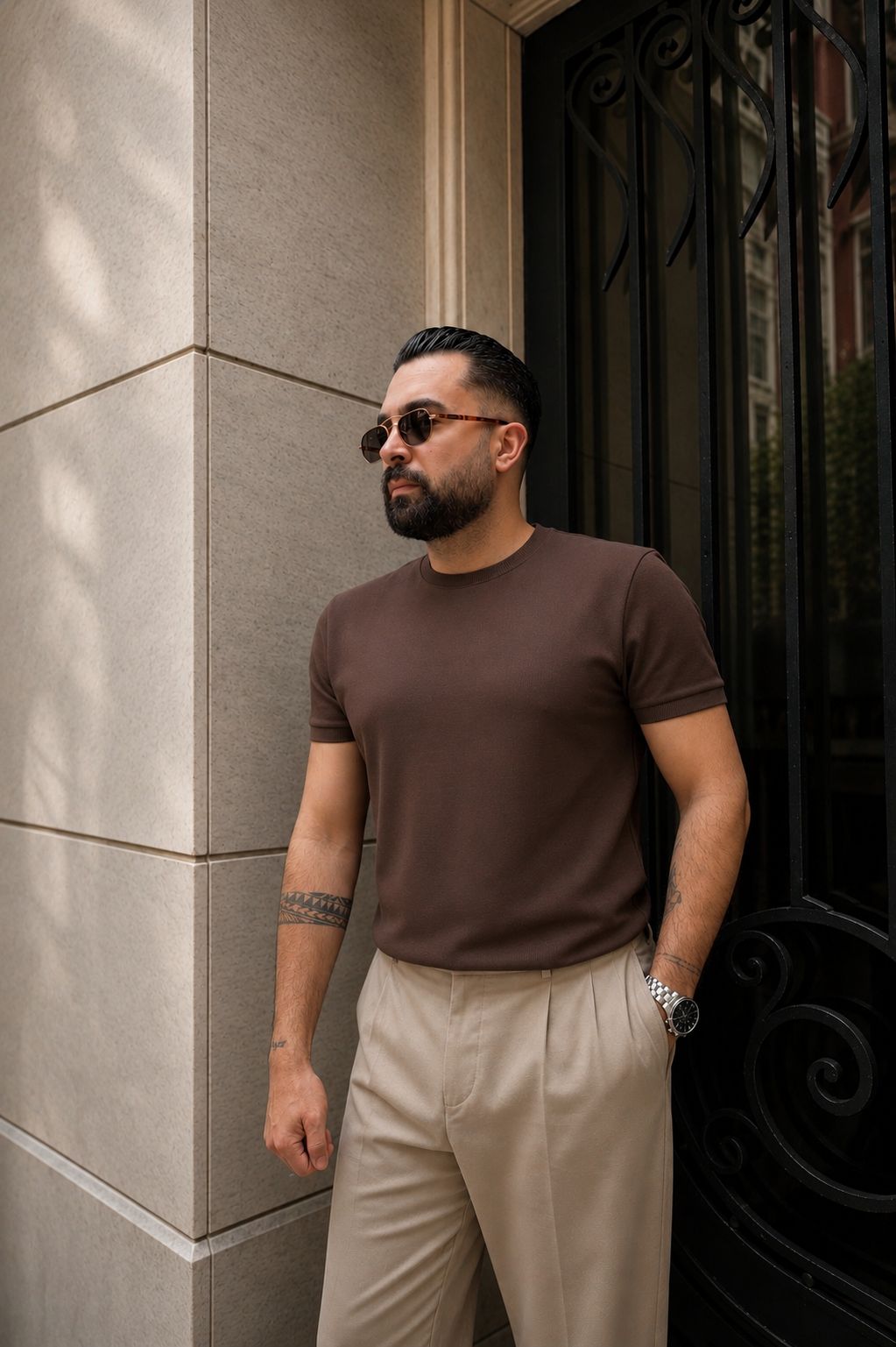 Giesto Modern Fit Tişört - Kahverengi